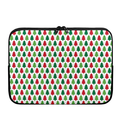 Merry Christmas Tree Pattern Print Laptop Sleeve