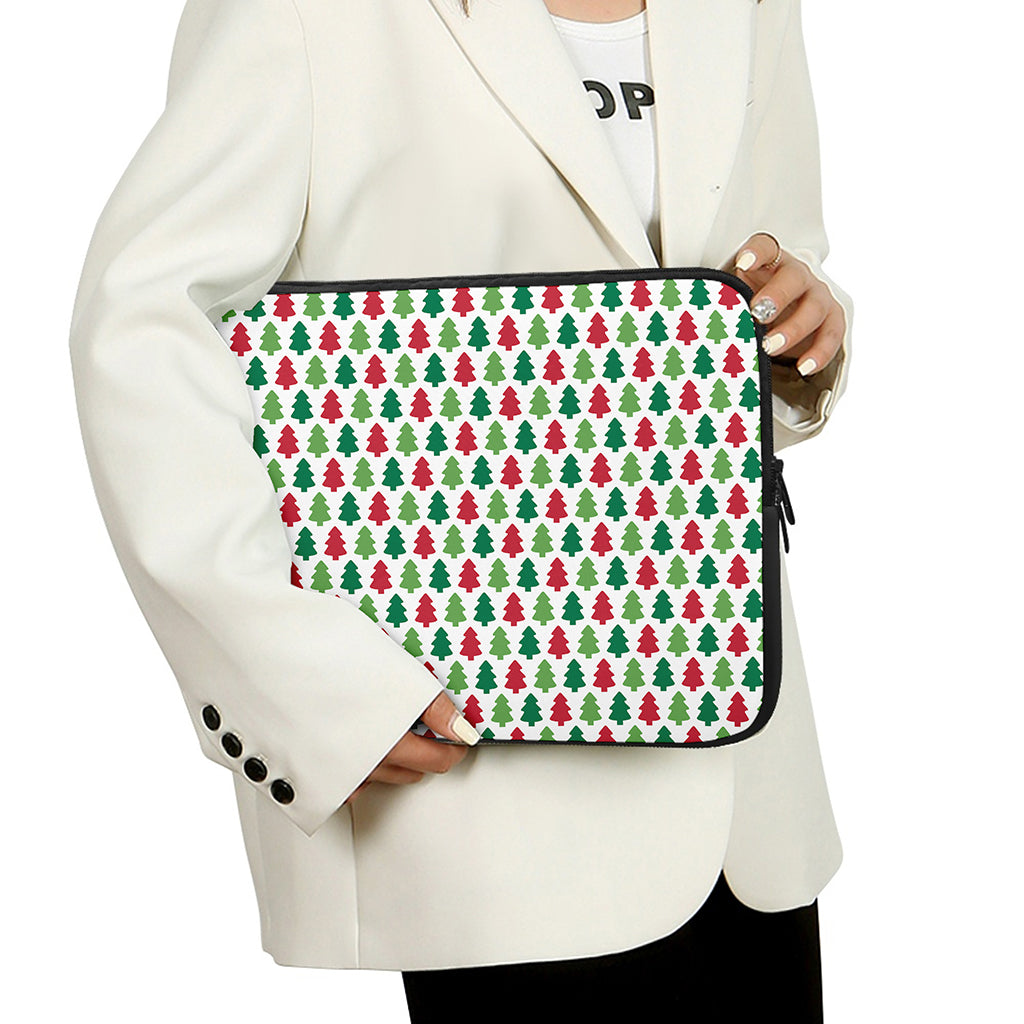 Merry Christmas Tree Pattern Print Laptop Sleeve