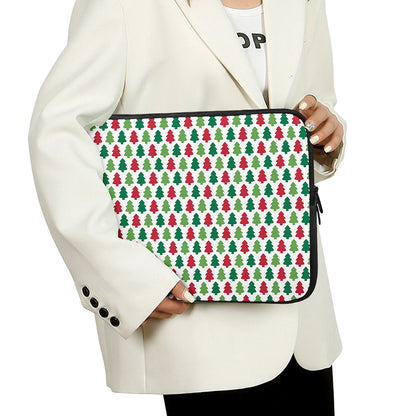 Merry Christmas Tree Pattern Print Laptop Sleeve
