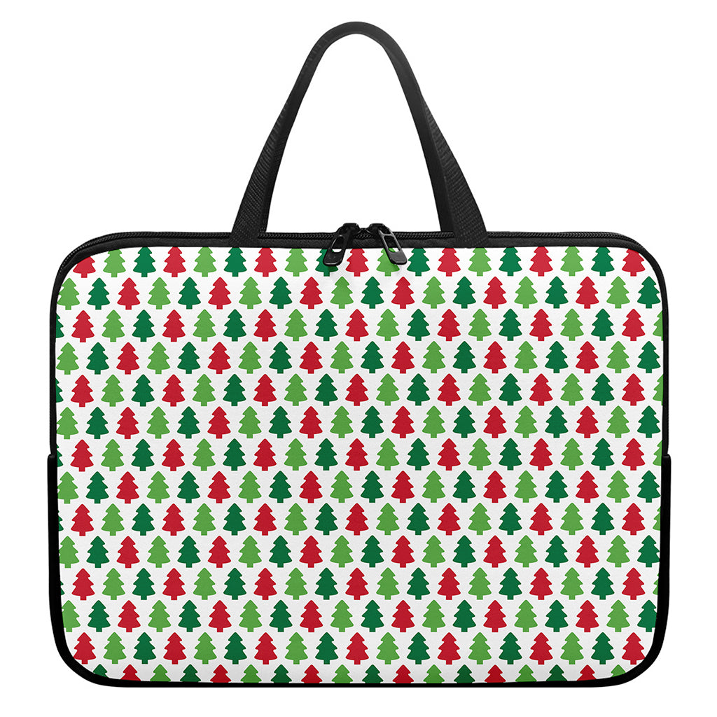 Merry Christmas Tree Pattern Print Laptop Sleeve With Handle