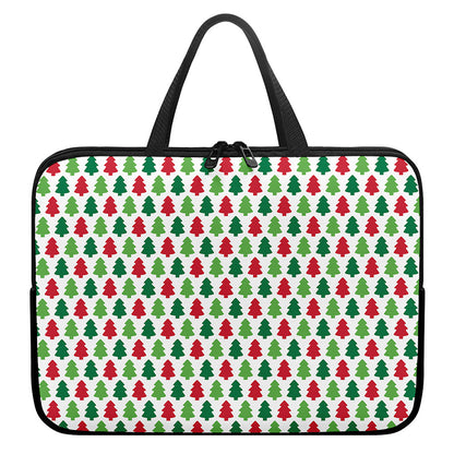 Merry Christmas Tree Pattern Print Laptop Sleeve With Handle