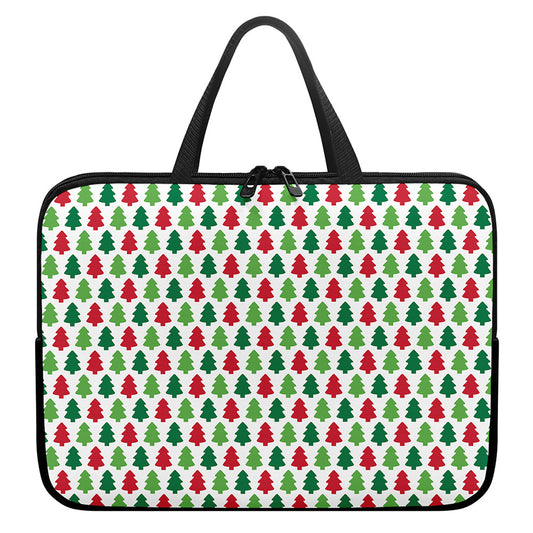 Merry Christmas Tree Pattern Print Laptop Sleeve With Handle