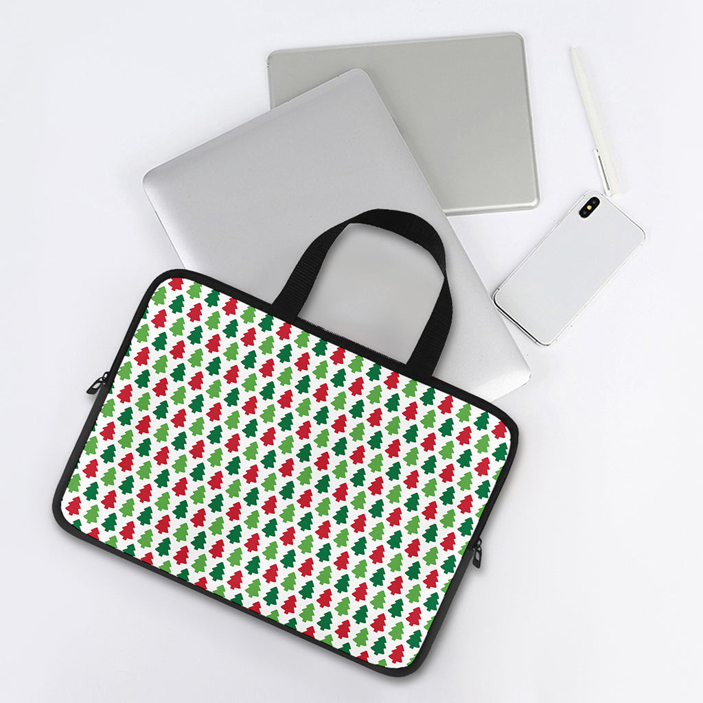 Merry Christmas Tree Pattern Print Laptop Sleeve With Handle