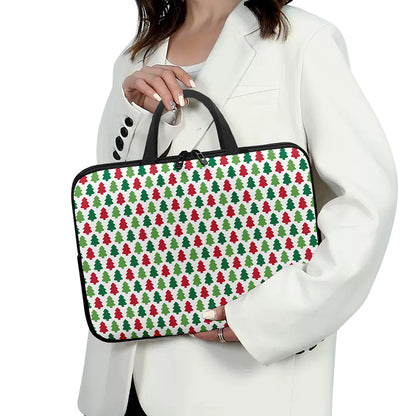 Merry Christmas Tree Pattern Print Laptop Sleeve With Handle