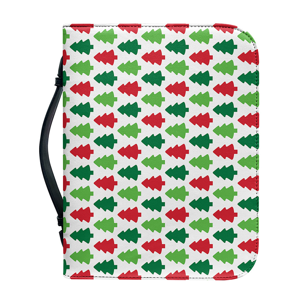 Merry Christmas Tree Pattern Print Leather Bible Cover