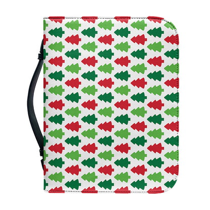 Merry Christmas Tree Pattern Print Leather Bible Cover