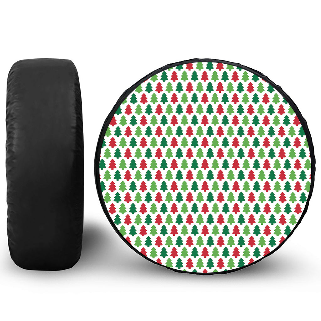 Merry Christmas Tree Pattern Print Leather Spare Tire Cover
