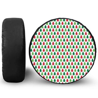 Merry Christmas Tree Pattern Print Leather Spare Tire Cover