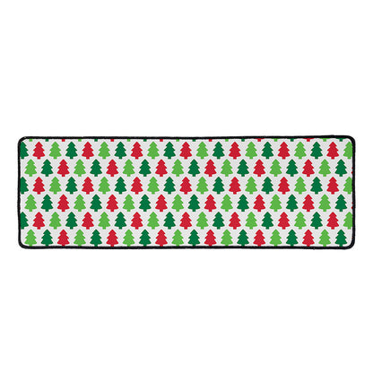 Merry Christmas Tree Pattern Print Long Kitchen Mat