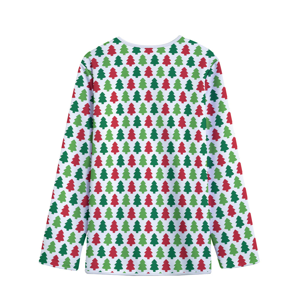 Merry Christmas Tree Pattern Print Long Sleeve Short Coat