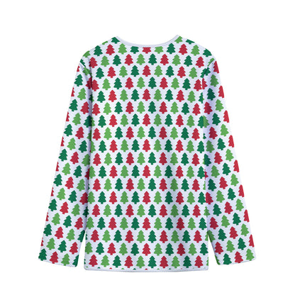 Merry Christmas Tree Pattern Print Long Sleeve Short Coat