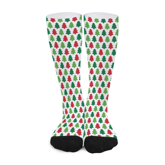 Merry Christmas Tree Pattern Print Long Socks