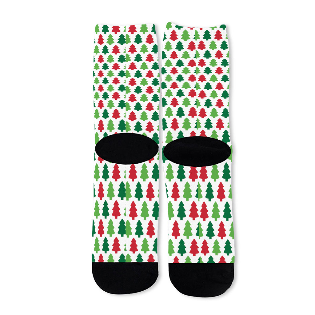 Merry Christmas Tree Pattern Print Long Socks