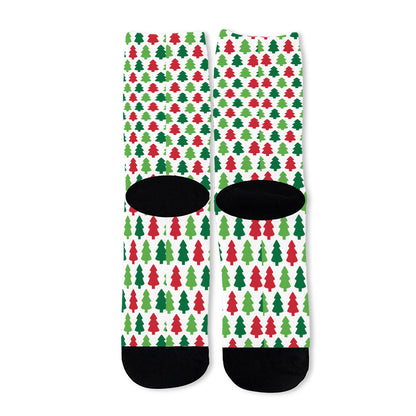 Merry Christmas Tree Pattern Print Long Socks