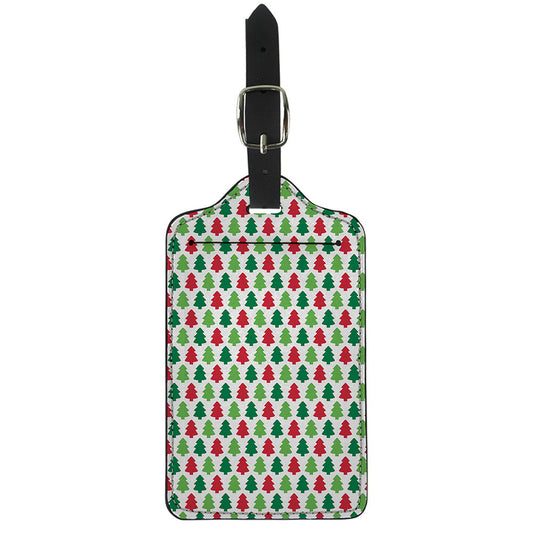 Merry Christmas Tree Pattern Print Luggage Tag