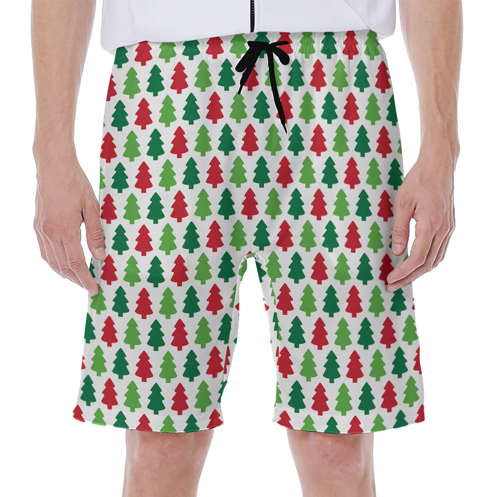 Merry Christmas Tree Pattern Print Men's Beach Shorts