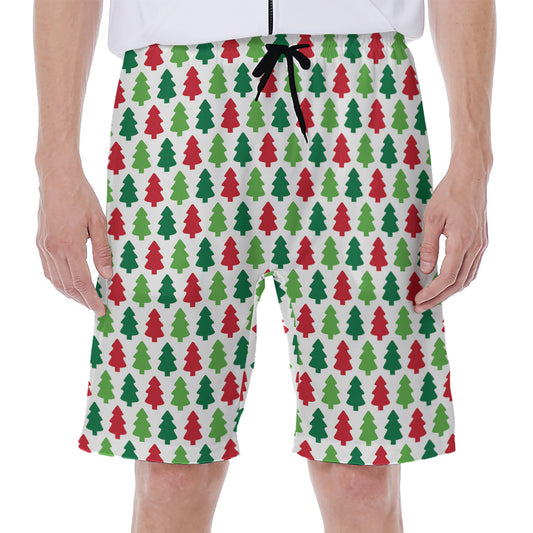 Merry Christmas Tree Pattern Print Men's Beach Shorts