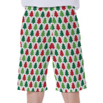 Merry Christmas Tree Pattern Print Men's Beach Shorts