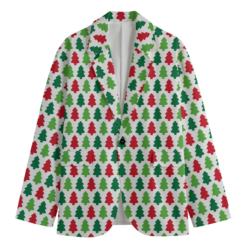 Merry Christmas Tree Pattern Print Men's Blazer