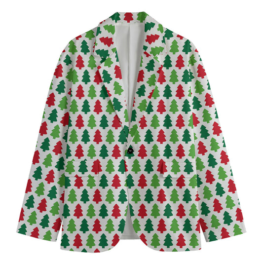 Merry Christmas Tree Pattern Print Men's Blazer