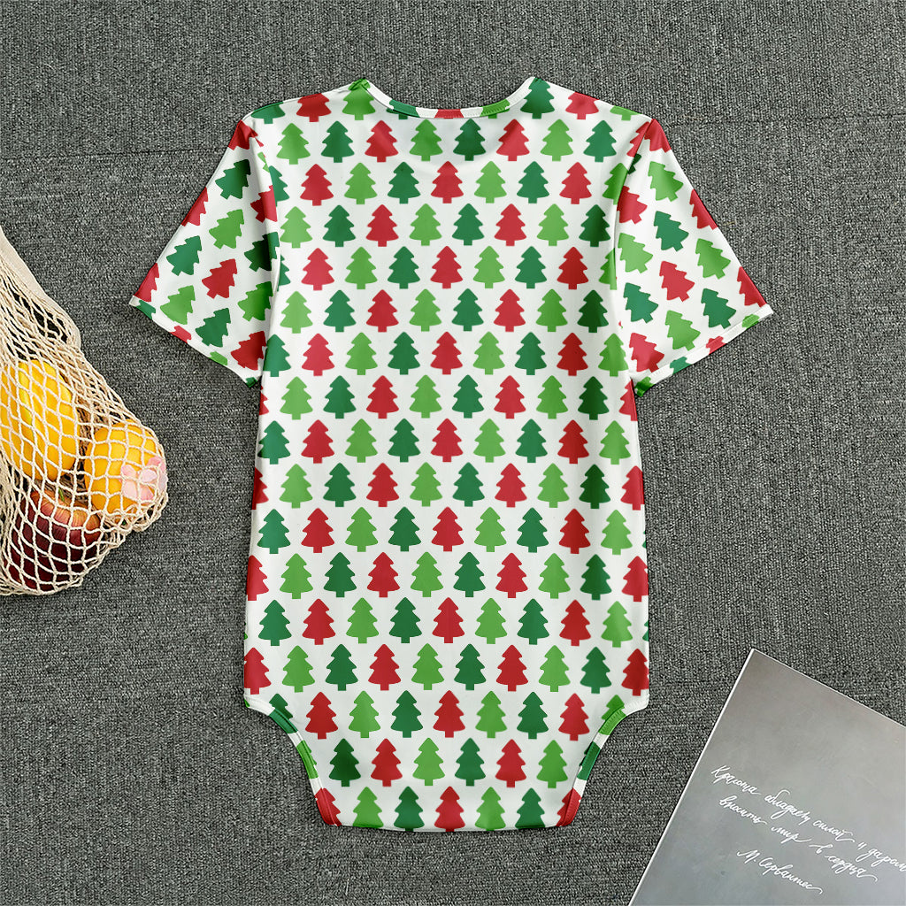 Merry Christmas Tree Pattern Print Men's Bodysuit