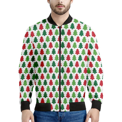 Merry Christmas Tree Pattern Print Men's Bomber Jacket