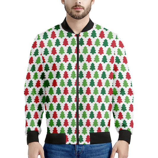 Merry Christmas Tree Pattern Print Men's Bomber Jacket