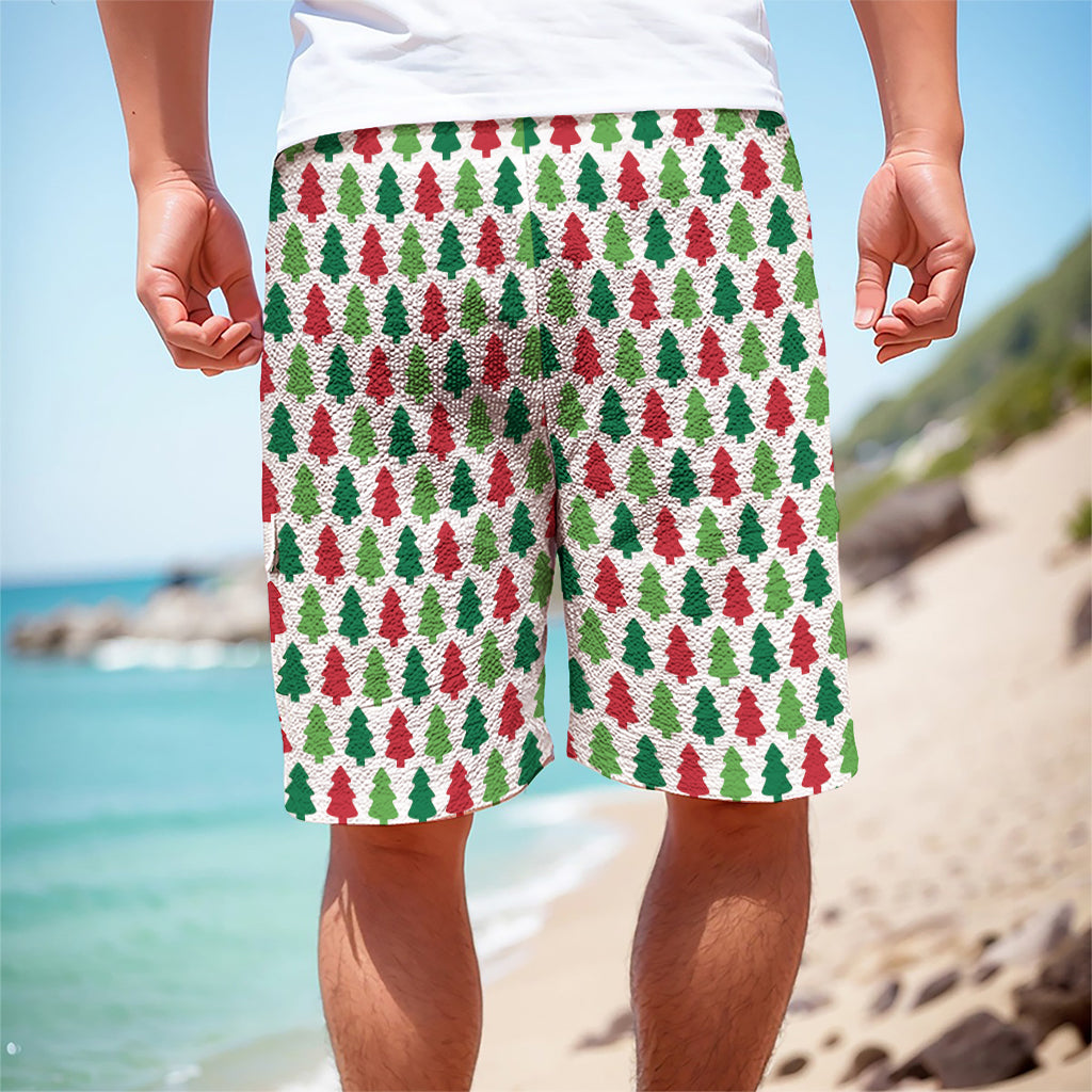 Merry Christmas Tree Pattern Print Men's Cargo Shorts