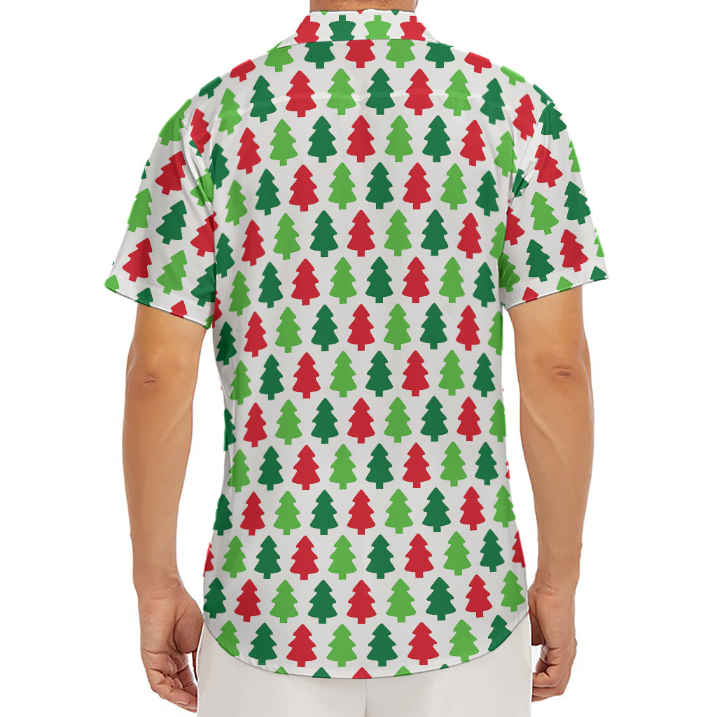 Merry Christmas Tree Pattern Print Men's Deep V-Neck Shirt