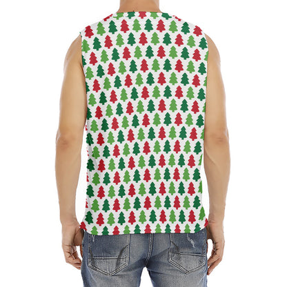 Merry Christmas Tree Pattern Print Men's Fitness Tank Top