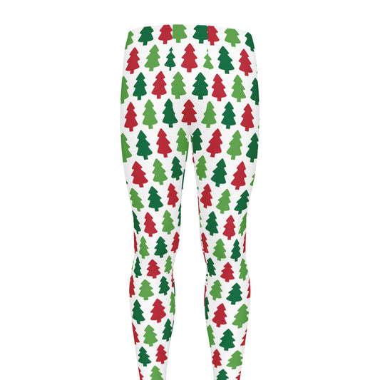 Merry Christmas Tree Pattern Print Men's leggings