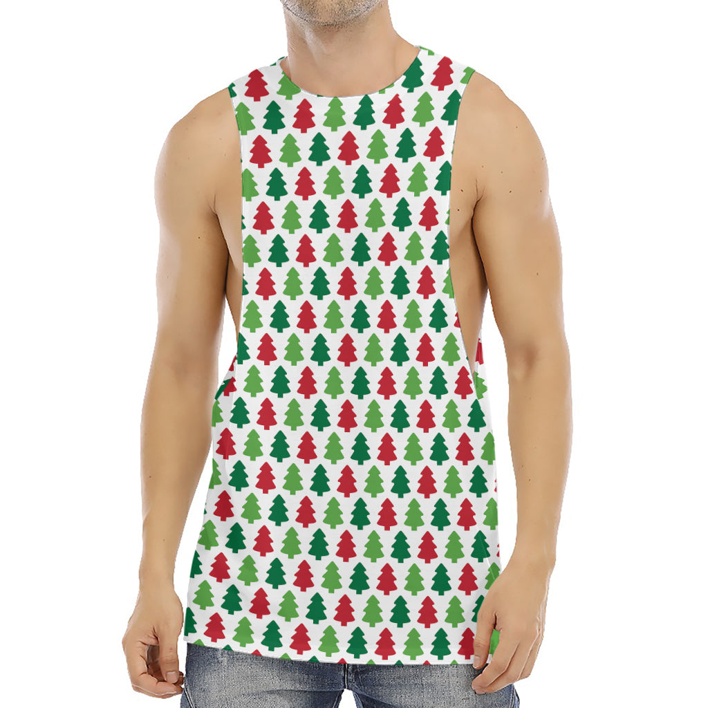 Merry Christmas Tree Pattern Print Men's Muscle Tank Top