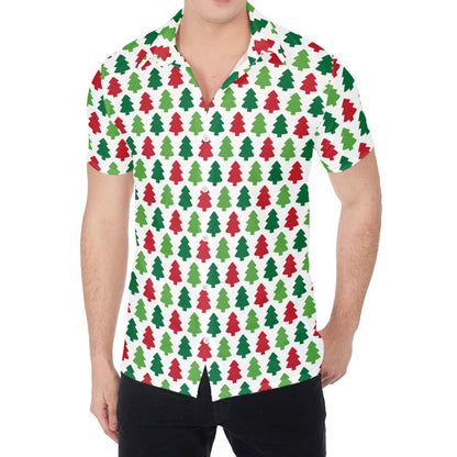 Merry Christmas Tree Pattern Print Men's Shirt