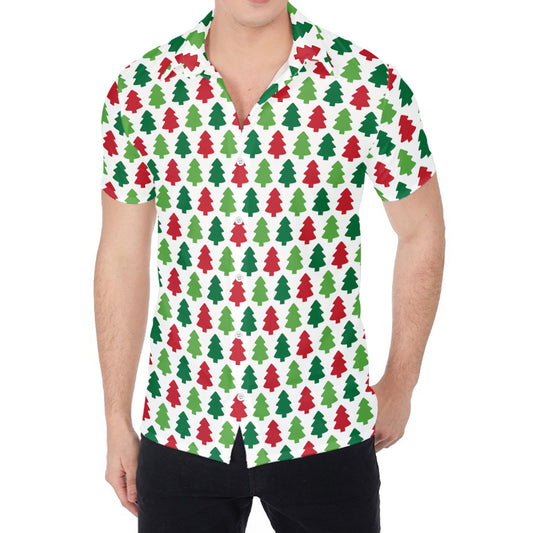 Merry Christmas Tree Pattern Print Men's Shirt