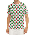 Merry Christmas Tree Pattern Print Men's Short Sleeve Rash Guard