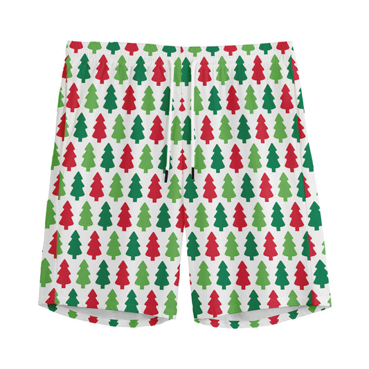 Merry Christmas Tree Pattern Print Men's Sports Shorts