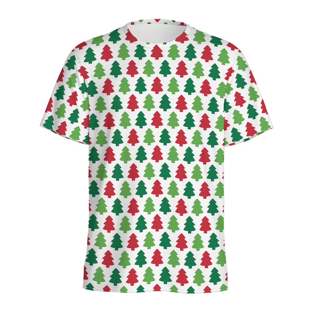 Merry Christmas Tree Pattern Print Men's Sports T-Shirt