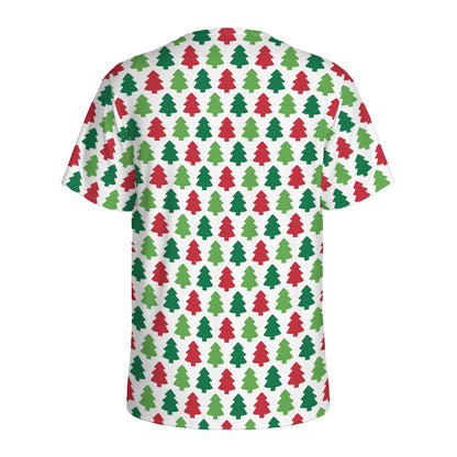 Merry Christmas Tree Pattern Print Men's Sports T-Shirt