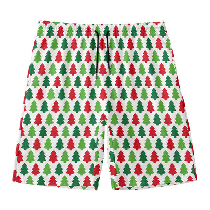 Merry Christmas Tree Pattern Print Men's Swim Trunks