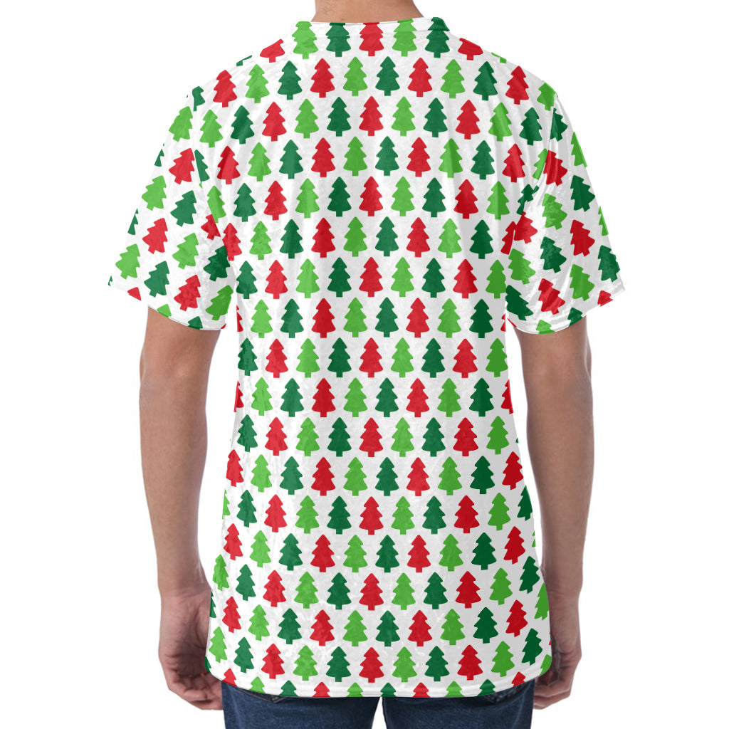 Merry Christmas Tree Pattern Print Men's Velvet T-Shirt