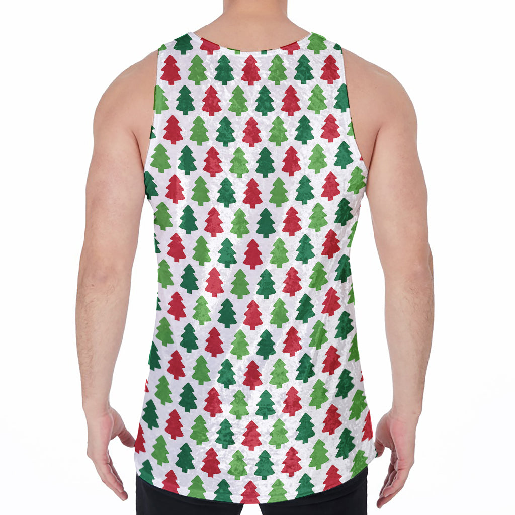 Merry Christmas Tree Pattern Print Men's Velvet Tank Top