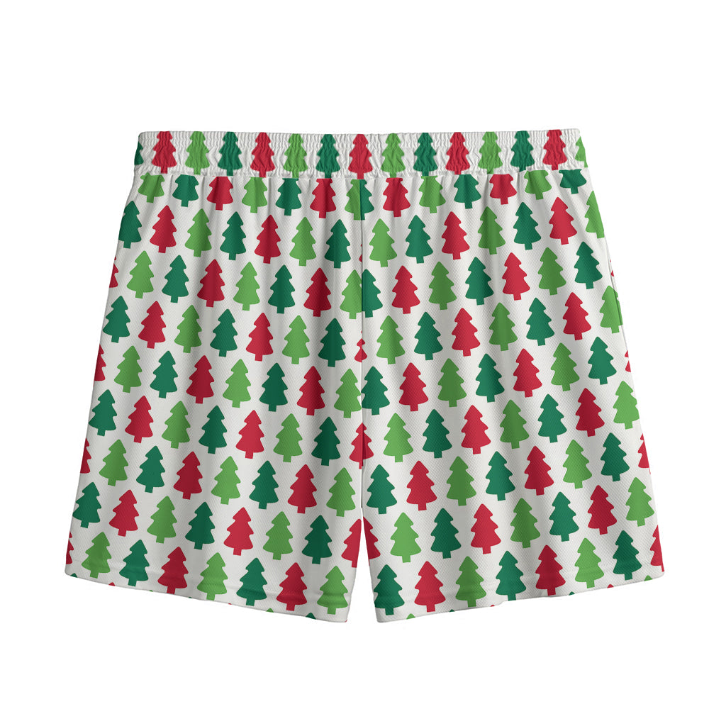 Merry Christmas Tree Pattern Print Mesh Shorts