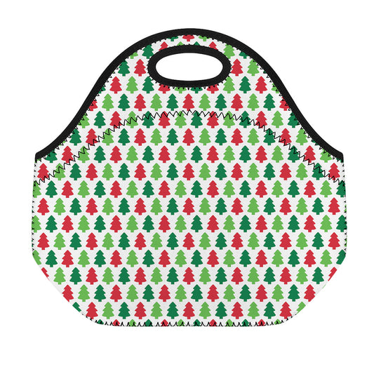 Merry Christmas Tree Pattern Print Neoprene Lunch Bag