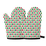 Merry Christmas Tree Pattern Print Oven Mitts