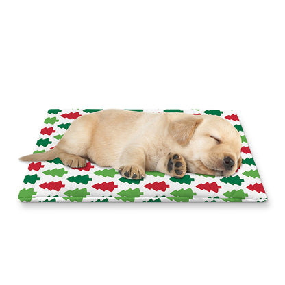 Merry Christmas Tree Pattern Print Pet Cooling Mat Cover