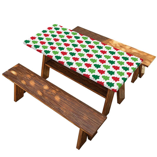 Merry Christmas Tree Pattern Print Picnic Table Cover
