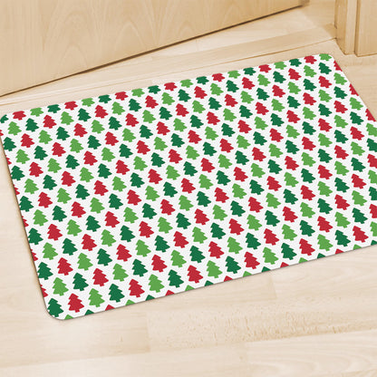 Merry Christmas Tree Pattern Print Polyester Doormat