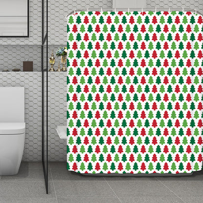 Merry Christmas Tree Pattern Print Polyester Shower Curtain