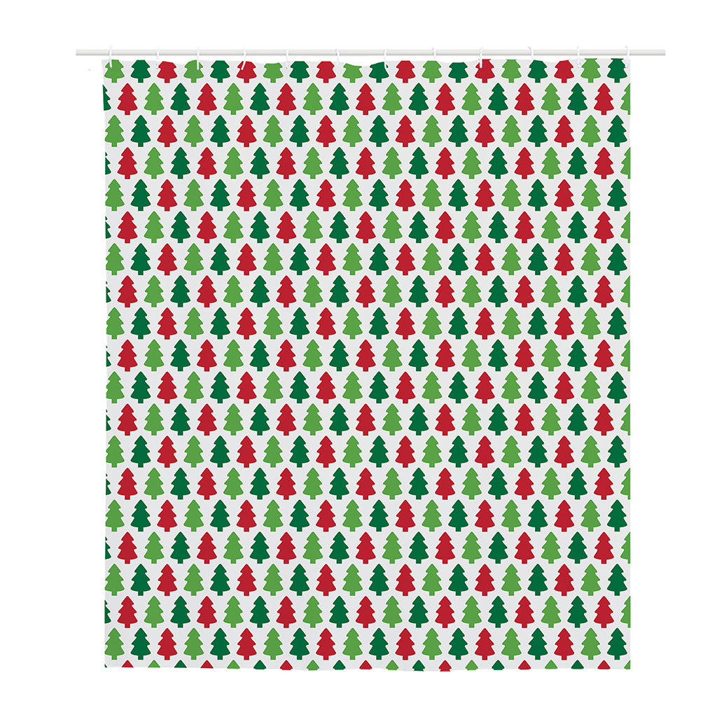Merry Christmas Tree Pattern Print Polyester Shower Curtain