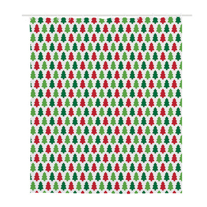 Merry Christmas Tree Pattern Print Polyester Shower Curtain